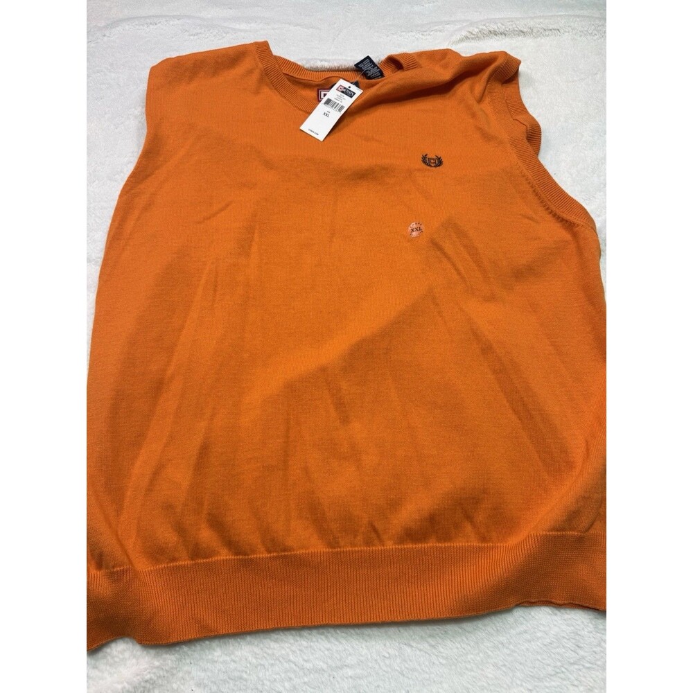 Chaps Mens Sz 2xlSweater Vest Sleeveless Sweater Orange 100% Cotton Preppy NWT - Picture 2 of 11